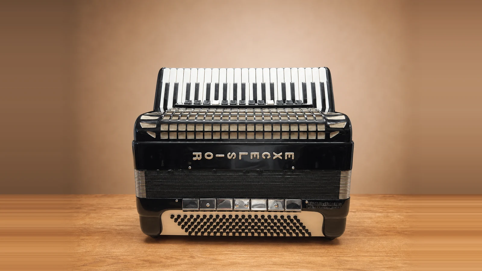 Gebrauchtes schwarzes Excelsior Mod. 960 Cassotto-Akkordeon mit 41 Tasten und 120 Bass